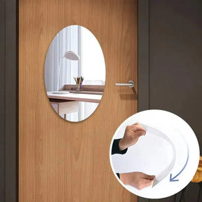 Oval Shape Flexible Self Adhesive Shatterproof Wall Mirror(Size:12x18 Inch)