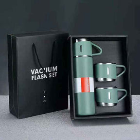 Imported Vacuum Flask Set Stainless Steel Thermos 500-ML Bottle & 3 Cups Set