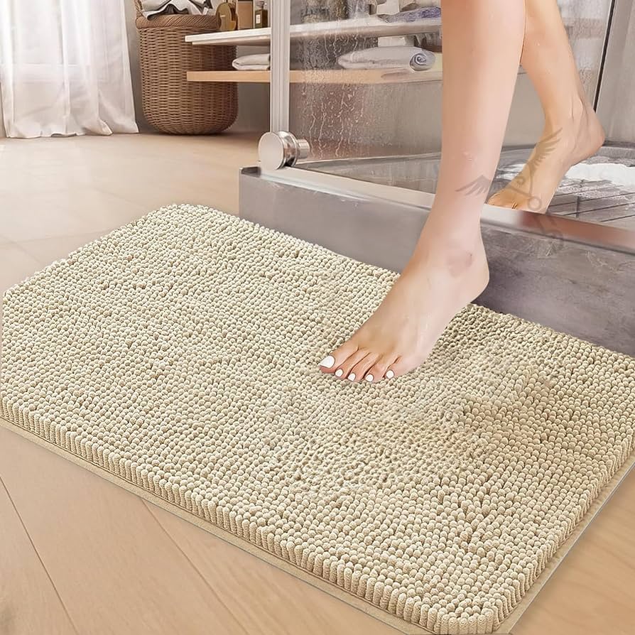 Microfiber anti Slip Bath Mat- Beige Brown