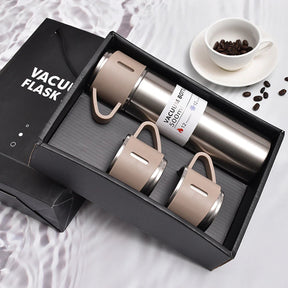 Imported Vacuum Flask Set Stainless Steel Thermos 500-ML Bottle & 3 Cups Set