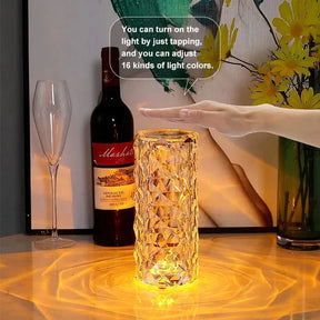 Rose Crystal Rechargeable Table Lamp, Diamond Touch Sensor ( 16 Color )