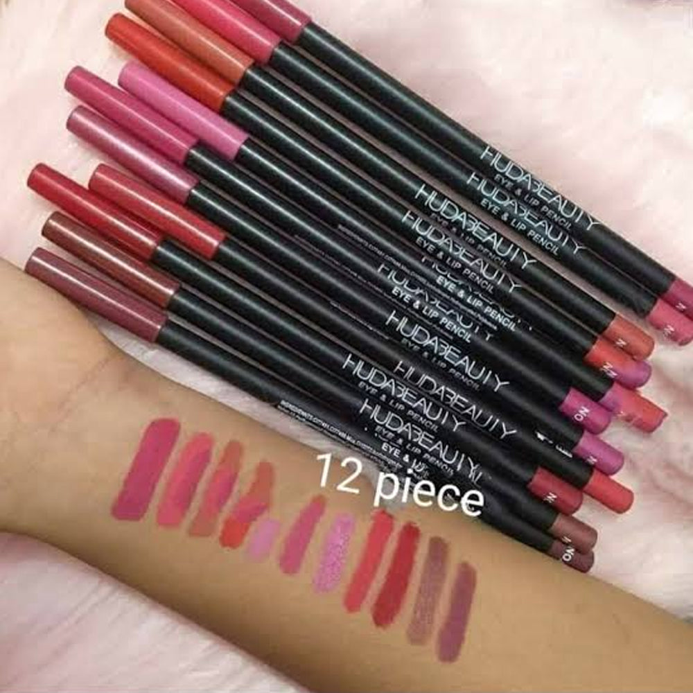 Huda Beauty Lip Pencil Pack Of 12 Pcs Set