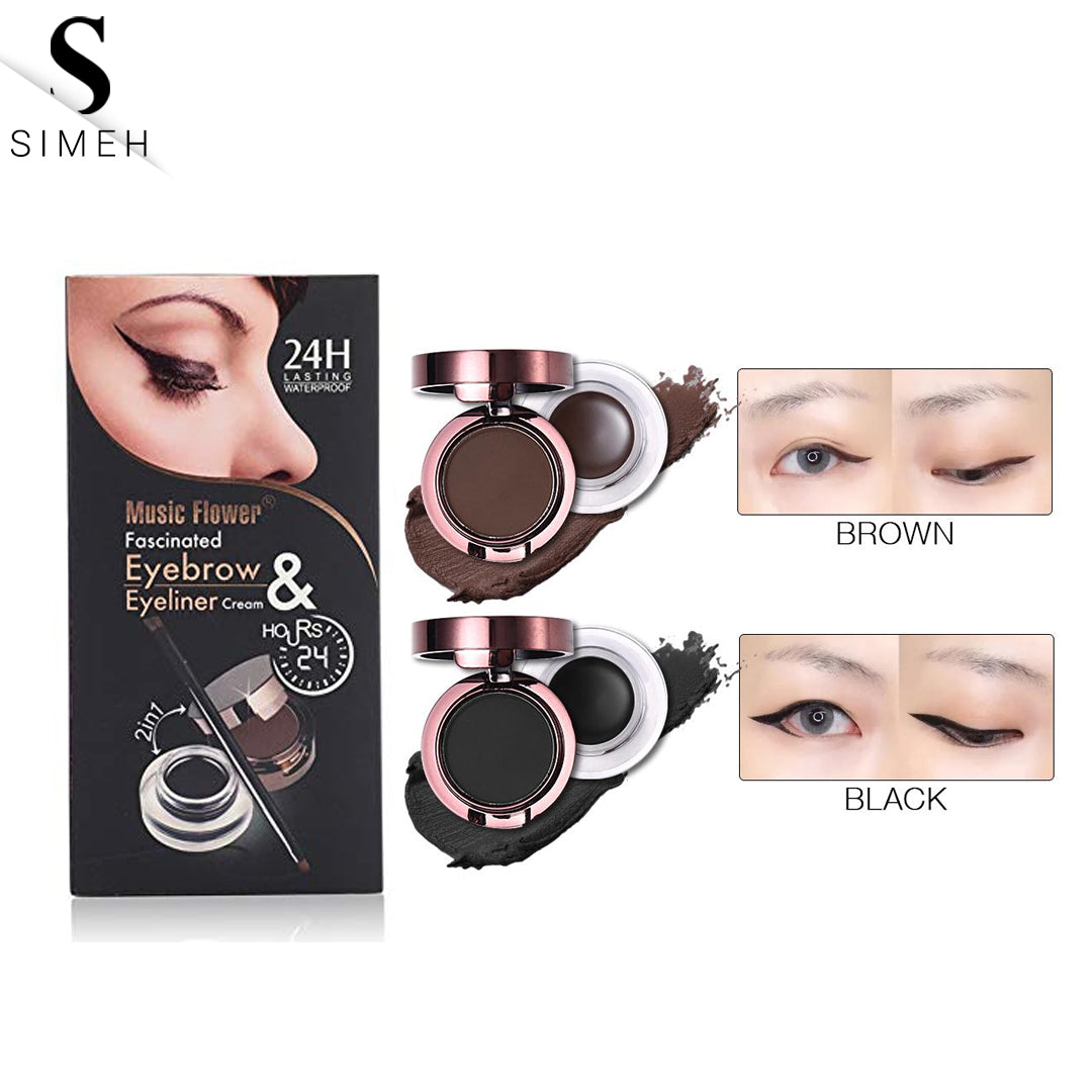 4 in 1 Gel Eyeliner and Eyebrow Powder Kit Brown Black Water-proof