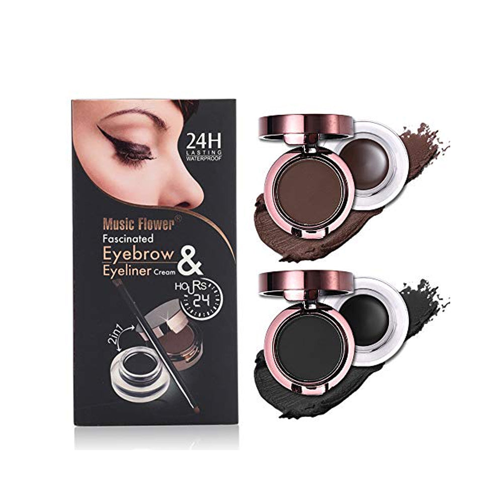 4 in 1 Gel Eyeliner and Eyebrow Powder Kit Brown Black Water-proof