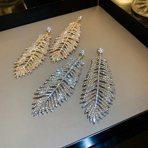 New Classic Feather Style Crystal Drop Earrings