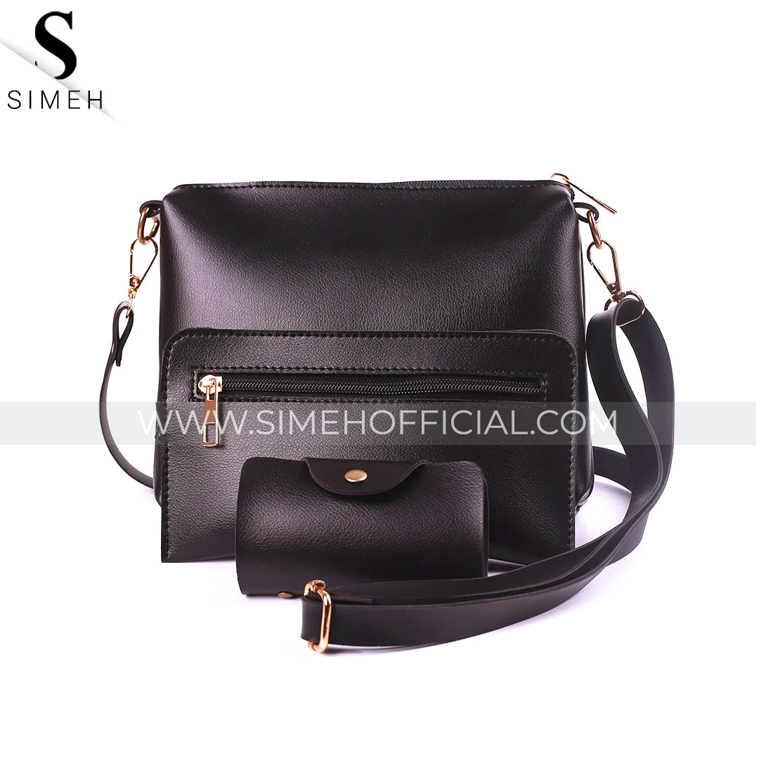 Simeh - 4 Pcs Jet Black Handbag