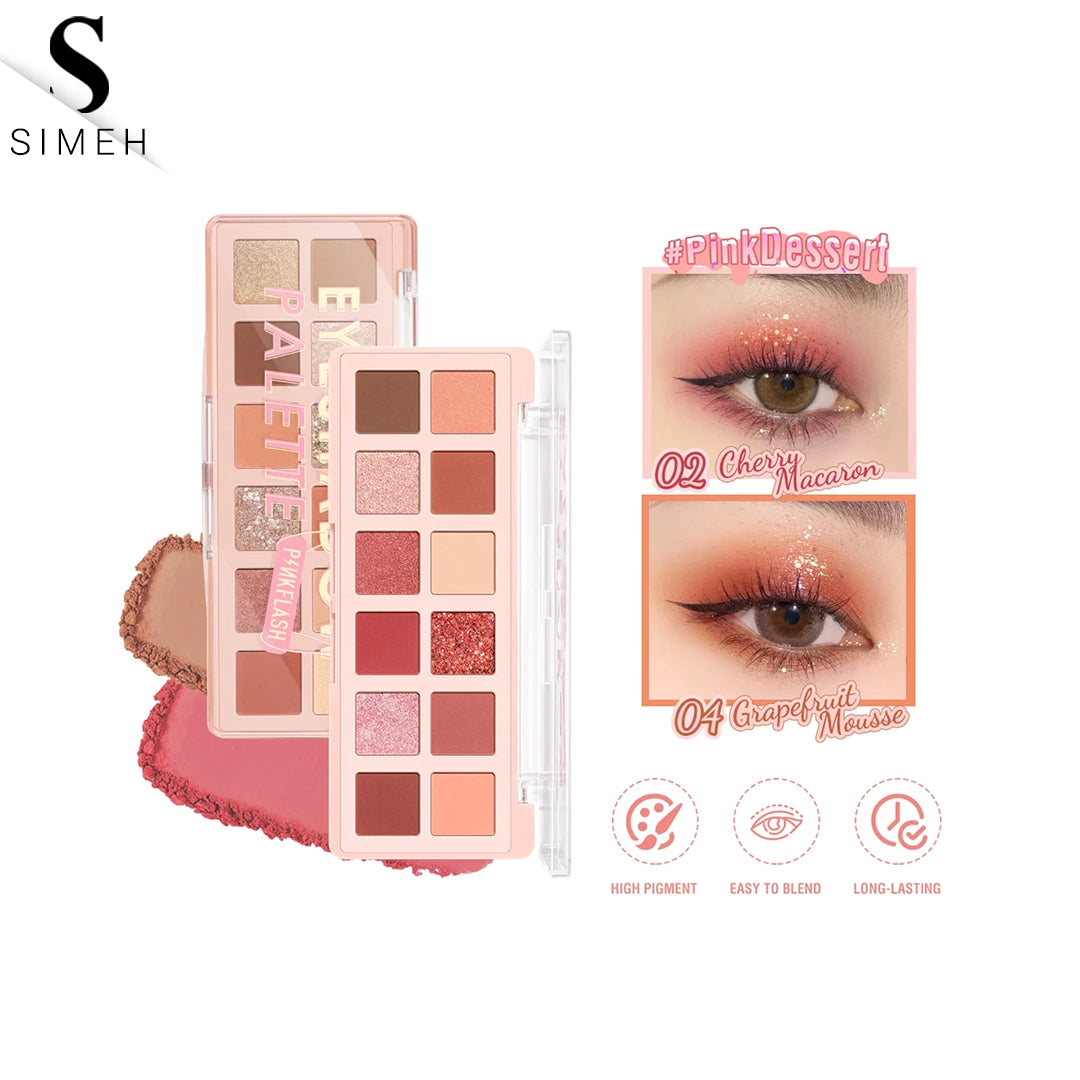 12 Color High Pigment Eyeshadow Palette | Pink Flash