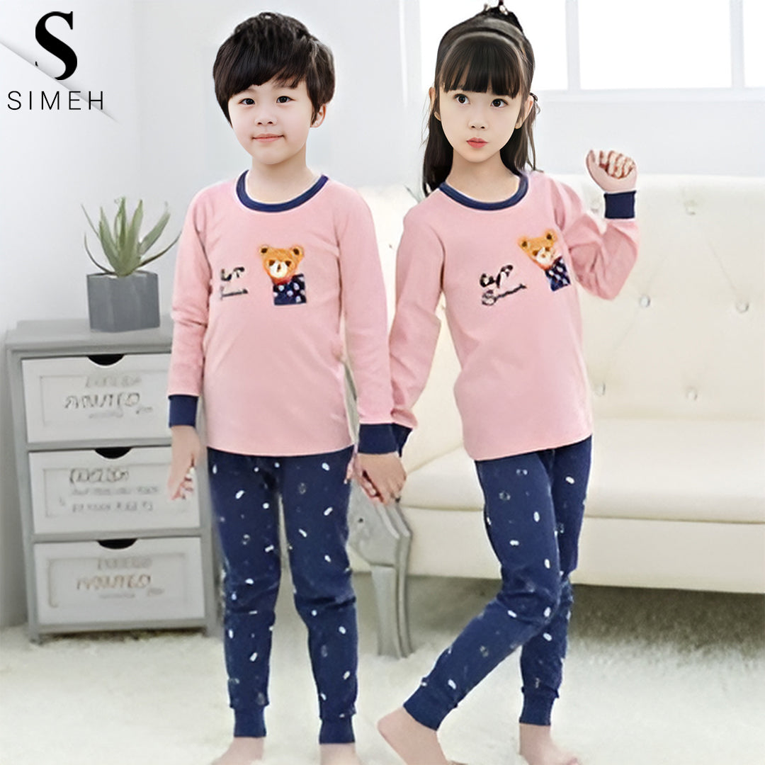 Bear Printed Design Styles Kids Night Suits Full Sleeves Kids Night Suits Kids Sleep Wear Kids Night Dress