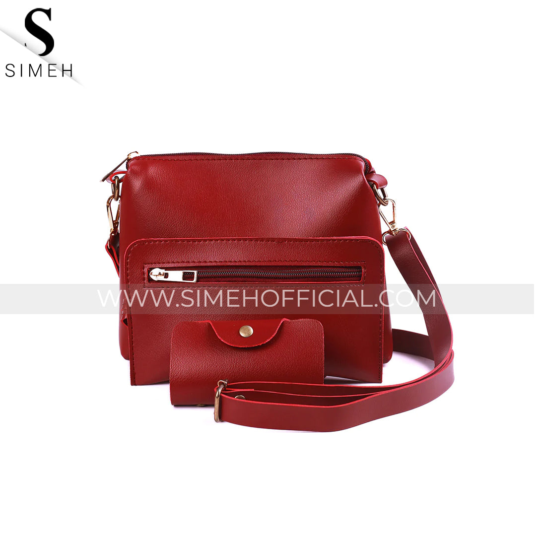 Simeh - 4 Pcs Wine Red Handbag