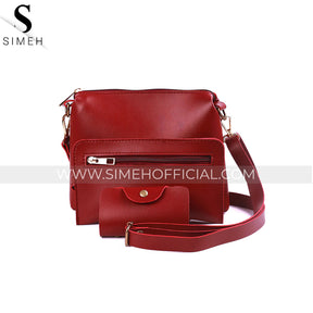 Simeh - 4 Pcs Wine Red Handbag