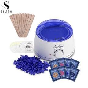 Wax Warmer (Heater) Hair Removal Kit with 50g Hard Wax Beans (Beads) and Wooden Spatulas (12 Pcs)