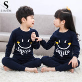 Dark Blue Smile Printed Design Styles Kids Night Suits Full Sleeves Kids Night Suits Kids Sleep Wear Kids Night Dress