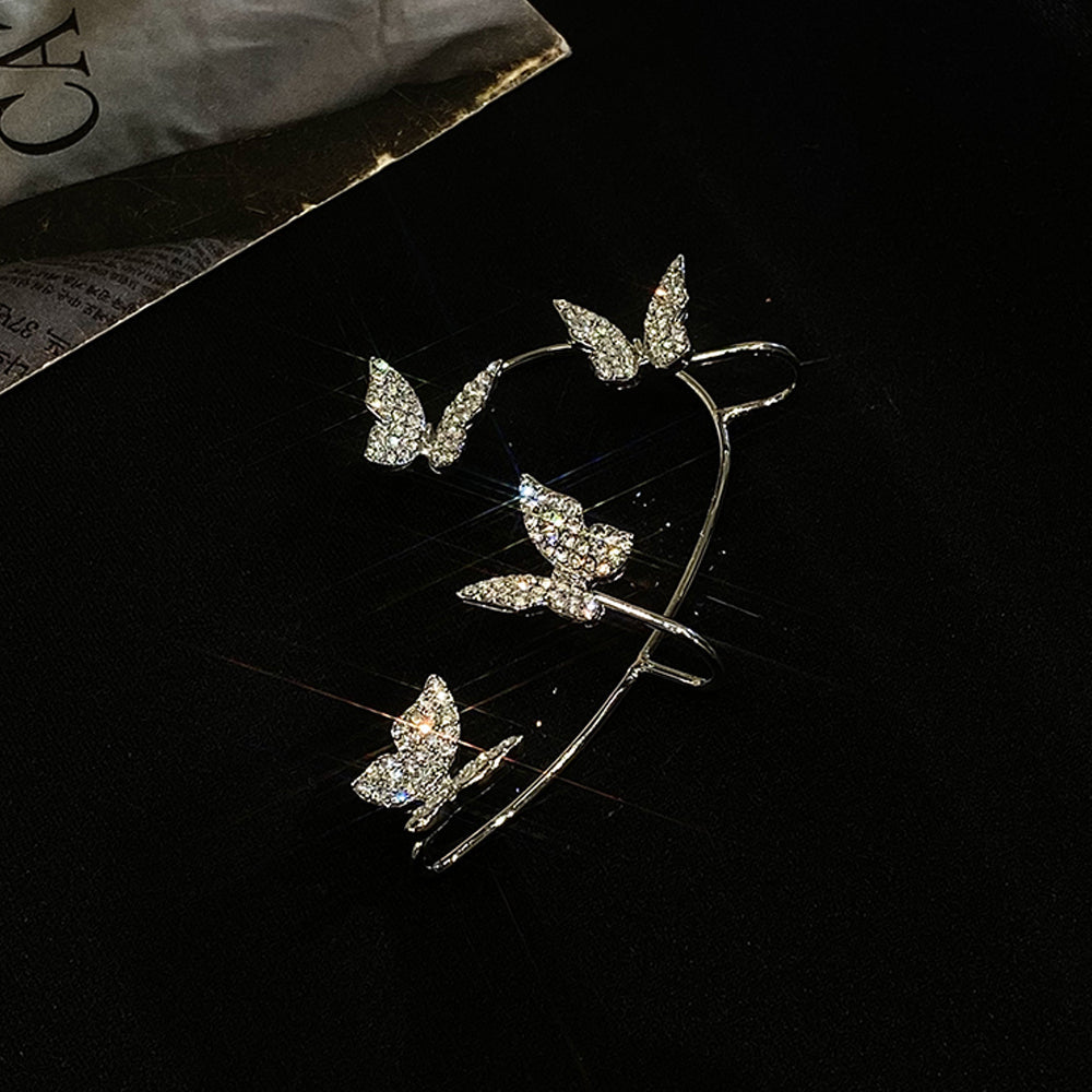 Silver Plated Metal Butterfly Ear Clips