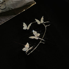 Silver Plated Metal Butterfly Ear Clips