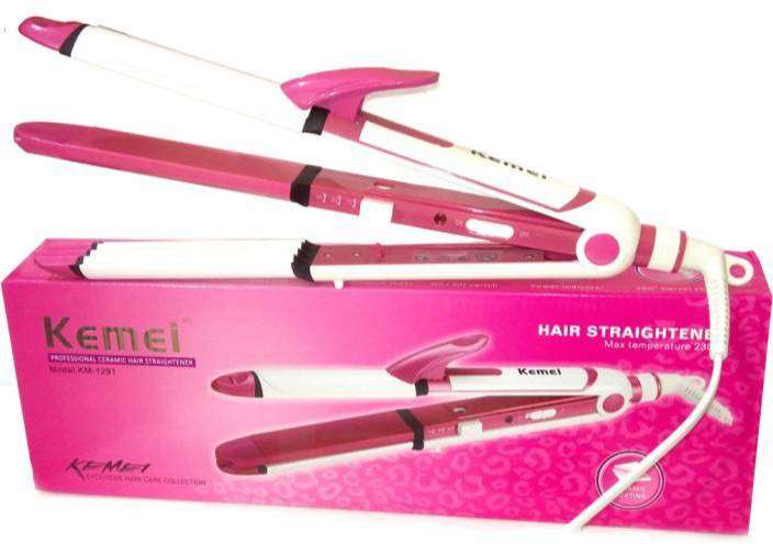 KEMEI 3 IN 1 PROFESSIONAL HAIR STRAIGHTENER + CURLER & CRIMPER